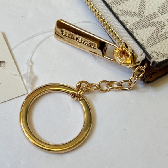 Michael Kors Jet Set Travel Small Coin Pouch ID Key Holder Wallet MK Vanilla - Picture 11 of 11